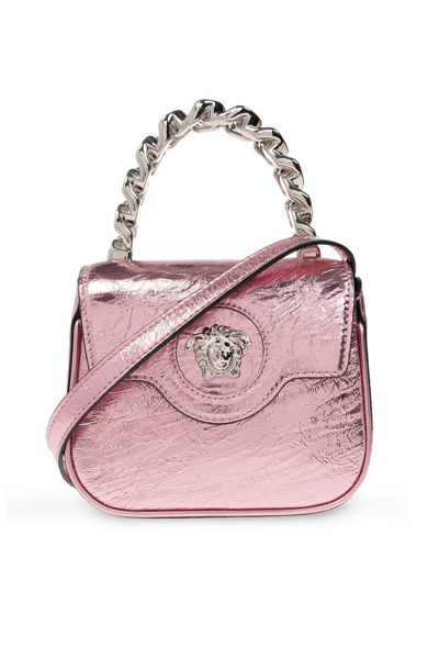Shop Versace Medusa Head Plaque Mini Tote Bag In Pink