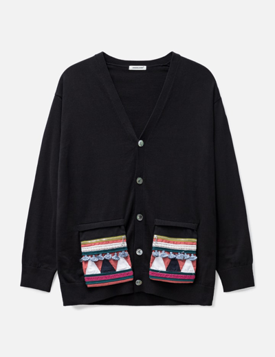 Shop Undercover Cardigan With Ethnic Pocket In Black