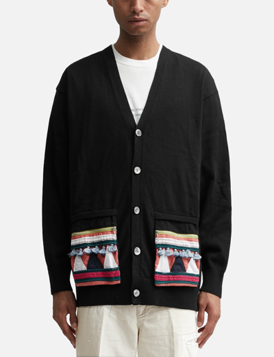 Shop Undercover Cardigan With Ethnic Pocket In Black