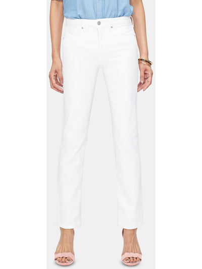 Shop Nydj Sheri Womens Frayed Hem Ankle Slim Jeans In White