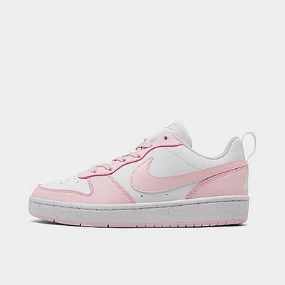 Shop Nike Big Kids' Court Borough Low Recraft Casual Shoes In White/pink Foam