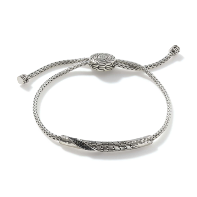John Hardy Silver Gemstone Classic Chain Station Bracelet In Black Spinel
