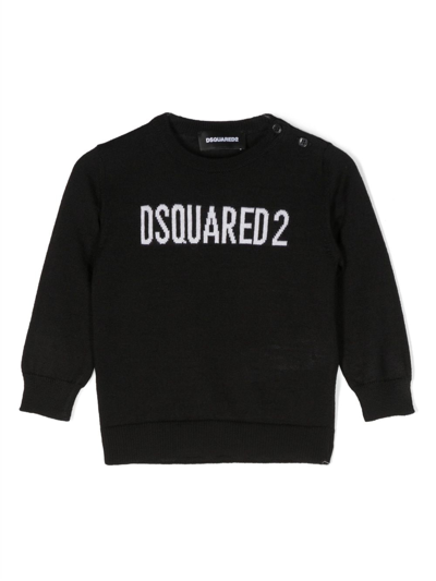 Dsquared2 Logo-print Fine-knit Jumper In Black