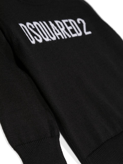 Dsquared2 Logo-print Fine-knit Jumper In Black