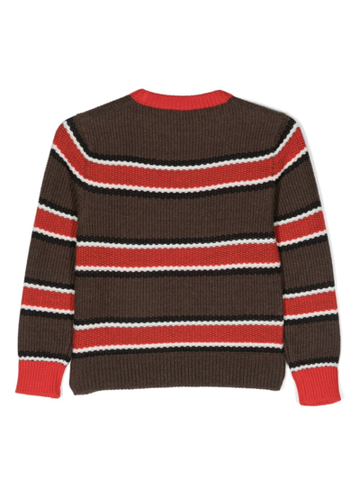 Dsquared2 Logo-print Striped Jumper In Brown
