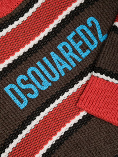 Shop Dsquared2 Logo-print Striped Jumper In Brown