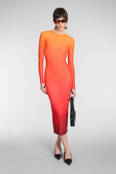 Shop Courrèges Dress In Orange Polyester