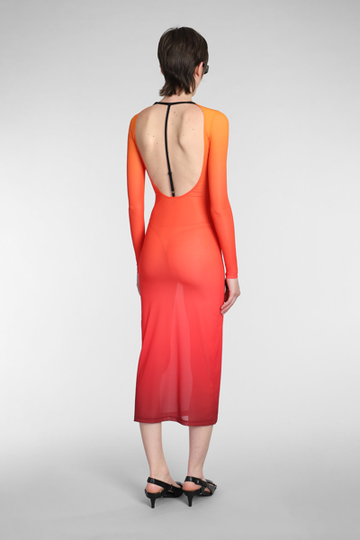 Shop Courrèges Dress In Orange Polyester