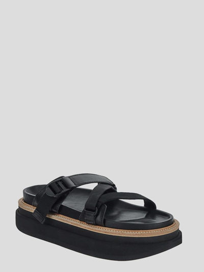 Shop Sacai Platform Sandal In Black