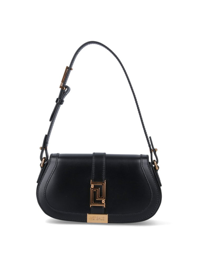 Shop Versace Greca Goddess Mini Shoulder Bag In Black