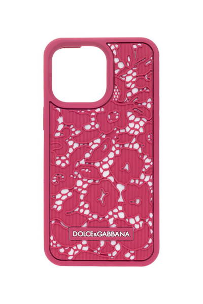 Shop Dolce & Gabbana Logo Patch Iphone 14 Pro Max Case In Pink
