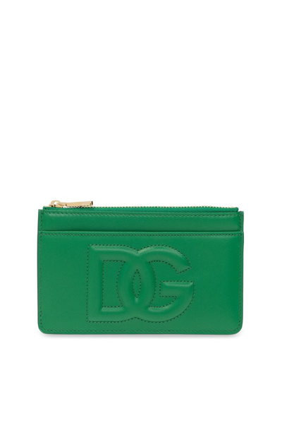 Shop Dolce & Gabbana Logo Embossed Zipped Wallet In Green