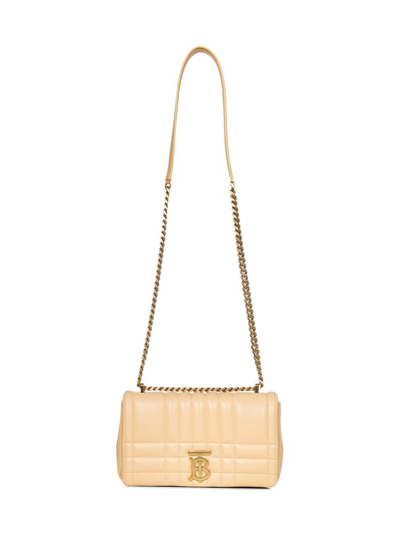 Shop Burberry Small Lola Quilted Shoulder Bag In Beige