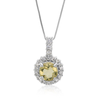 Shop Vir Jewels 1.20 Cttw Pendant Necklace, Lemon Quartz Pendant Necklace For Women In .925 Sterling Silv In Grey