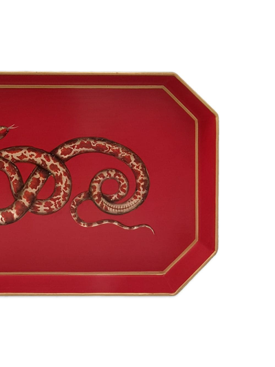 Shop Les-ottomans Fauna Hand-painted Iron Tray In Red