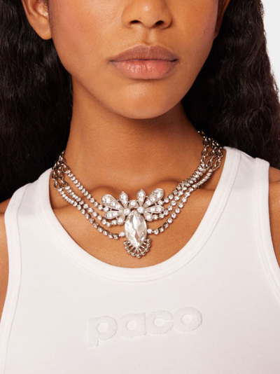 Shop Rabanne Crystal-design Pendant Choker In Silver