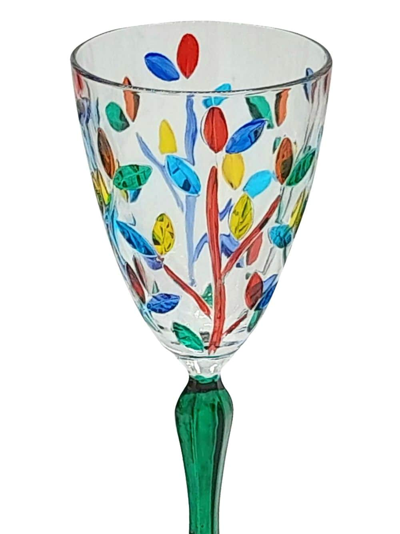 Les-ottomans Floral Set Of 4 Crystal Glasses In Multicolour