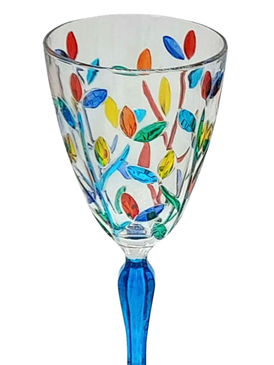 Les-ottomans Floral Set Of 4 Crystal Glasses In Multicolour