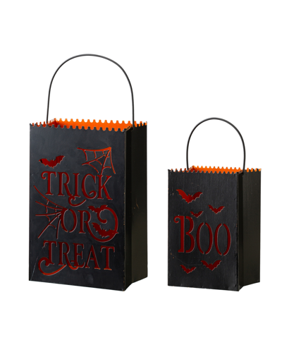 Shop Glitzhome Halloween Metal Trick Or Treat Bucket, Set Of 2 In Black