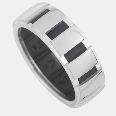 Pre-owned Chaumet 18k White Gold Black Rubber Band Ring
