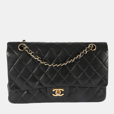 Pre-owned Chanel Black Quilted Lambskin Medium Classic Double Flap Bag
