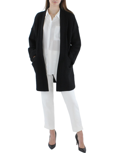 Shop Eileen Fisher Womens Ribbed Layering Open-front Blazer In Black
