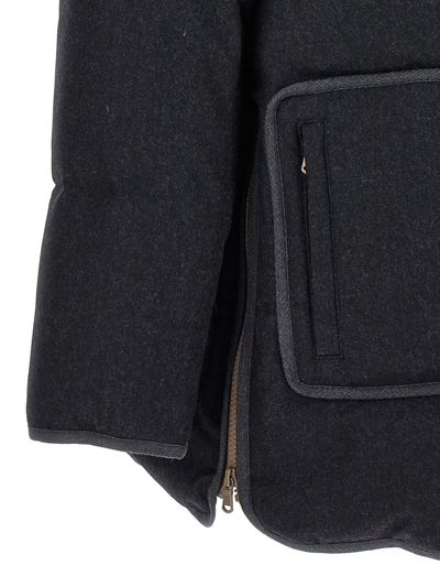 Shop Brunello Cucinelli Flannel Down Jacket In Gray
