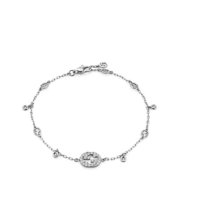 Shop Gucci Interlocking G Diamond Bracelet In Wg - Yba729403003 In White