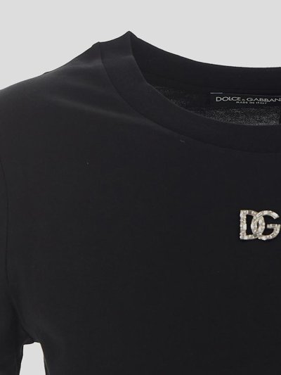 Shop Dolce & Gabbana Crystal Embellished Logo Plaque T-shirt In Black