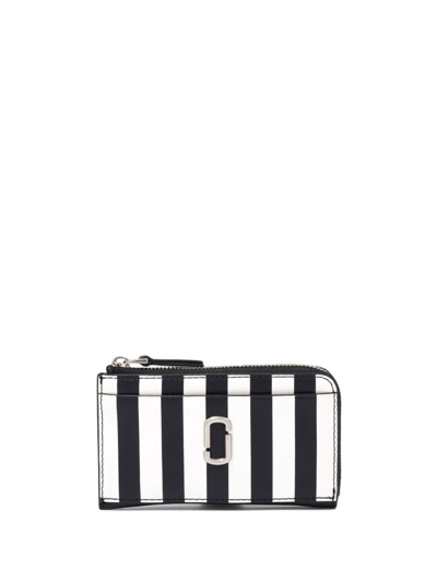 Shop Marc Jacobs The Stripe Zipped Wallet In Black/white