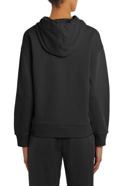 Shop Moncler Oversize Embroidered Logo Hoodie In Black
