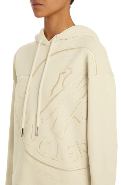 Shop Moncler Oversize Embroidered Logo Hoodie In White