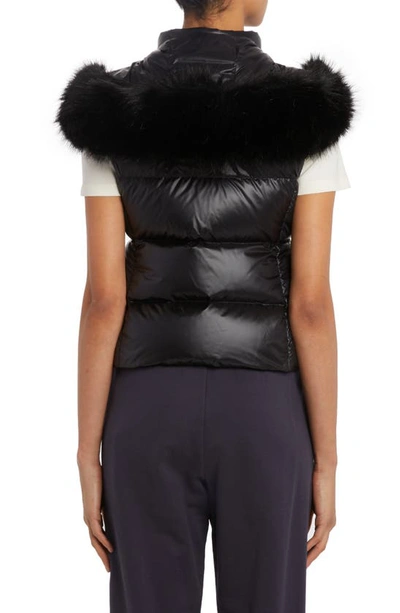Shop Moncler Gallinule Removable Hood Down Vest With Faux Fur Trim In Black