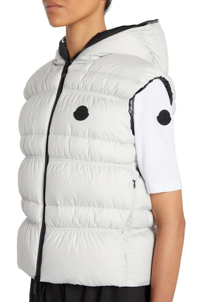 Shop Moncler Weser Hooded Down Puffer Vest In Ice