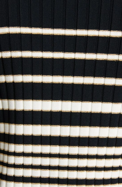 Shop Valentino Gradient Stripe Rib Sweater Minidress In Navy/ Avorio/ Oro