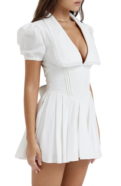 House Of Cb Piera Cotton Blend Fit & Flare Dress In White