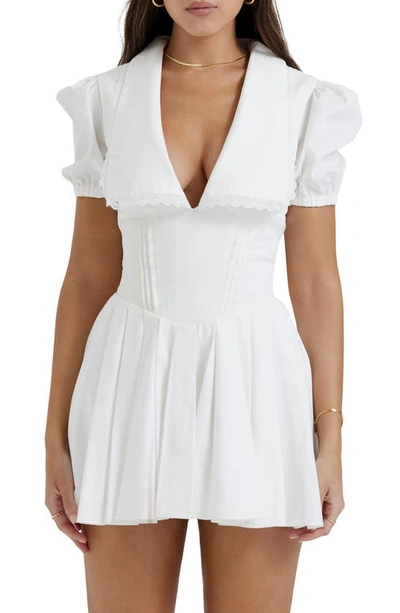 House Of Cb Piera Cotton Blend Fit & Flare Dress In White