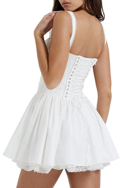 House Of Cb Marcy Pintuck Corset Bodiceminidress In White
