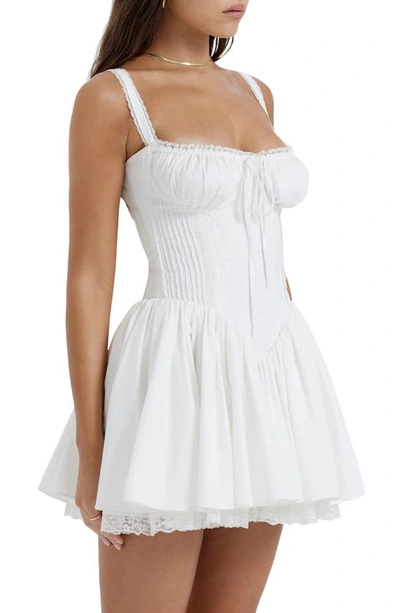 House Of Cb Marcy Pintuck Corset Bodiceminidress In White