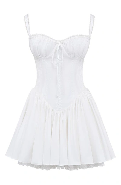 House Of Cb Marcy Pintuck Corset Bodiceminidress In White