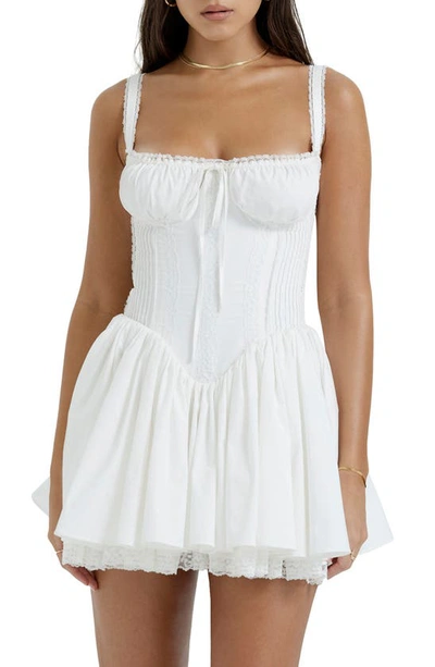 House Of Cb Marcy Pintuck Corset Bodiceminidress In White