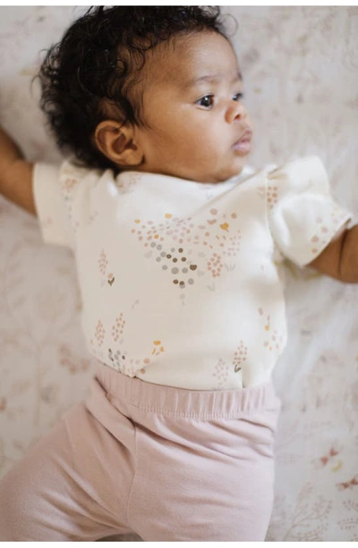 Shop Pehr Flower Patch Organic Cotton Bodysuit In Pink