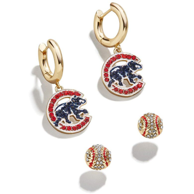 Shop Baublebar Gold Chicago Cubs Team Earrings Set