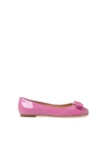 Ferragamo 'varina' Leather Flat In Fuchsia