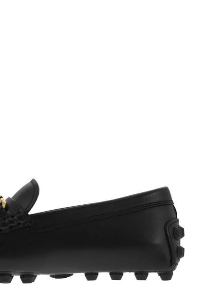 Shop Tod's Leather Moccasin In Black