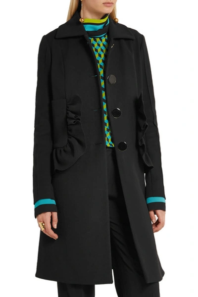 Shop Marni Ruffled Cotton-blend Crepe Coat