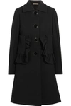 Marni Ruffle Pocket Cotton Blend Coat In Black|nero