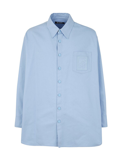 Shop Raf Simons Oversized Buttoned Denim Shirt In Blue