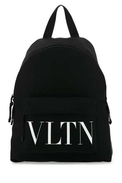 Shop Valentino Vltn Logo Printed Zip In Black