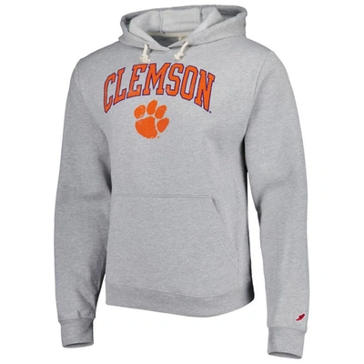 Shop League Collegiate Wear Heather Gray Clemson Tigers Arch Essential Fleece Pullover Hoodie